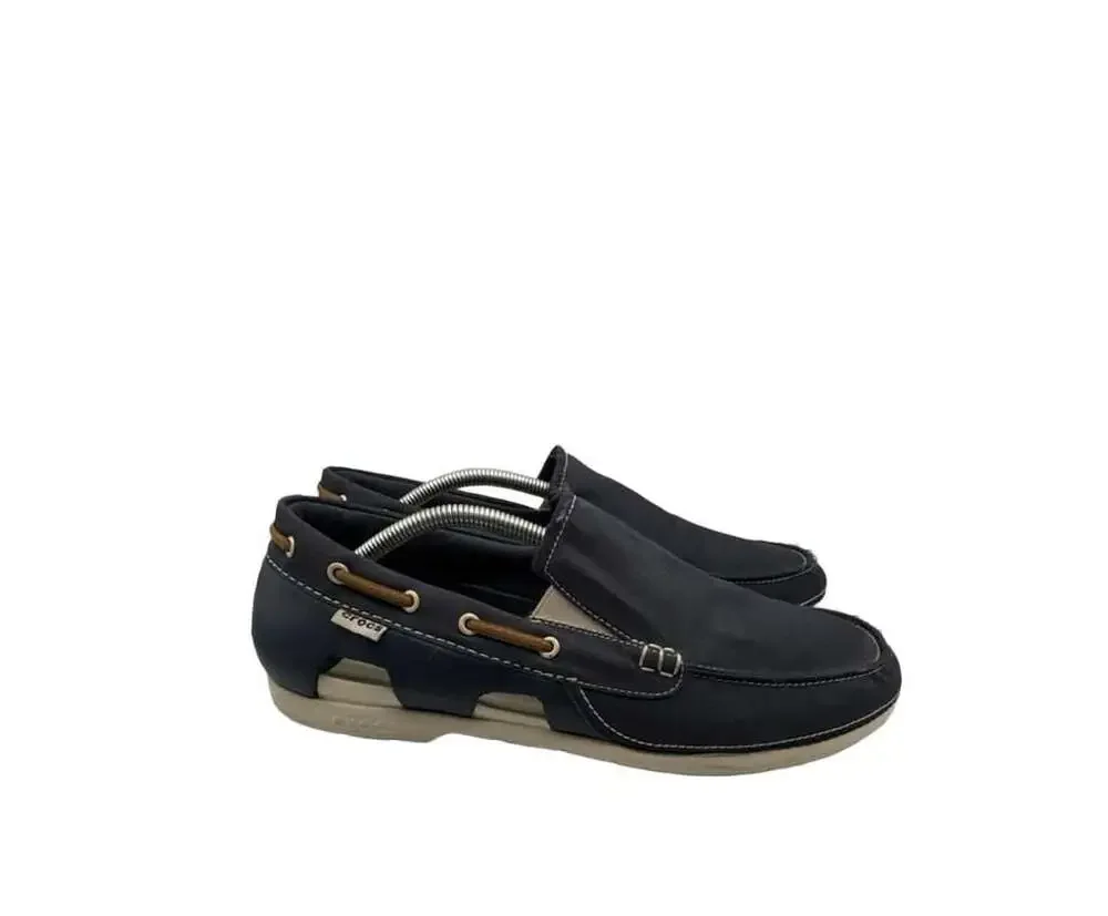 Crocs Beach Line Boat Slip-On Navy Blue Canvas Mens Shoes